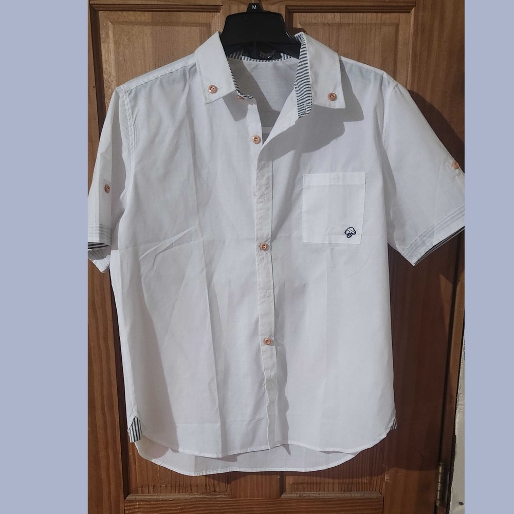 Mens HHGKED Short Sleeve Chest Pocket Button Down Shirt L